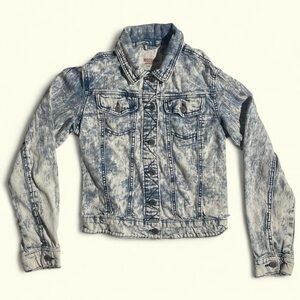 Y2K Acid Wash Cropped Denim Jacket Grunge Indie Retro Festival Small S Mossimo